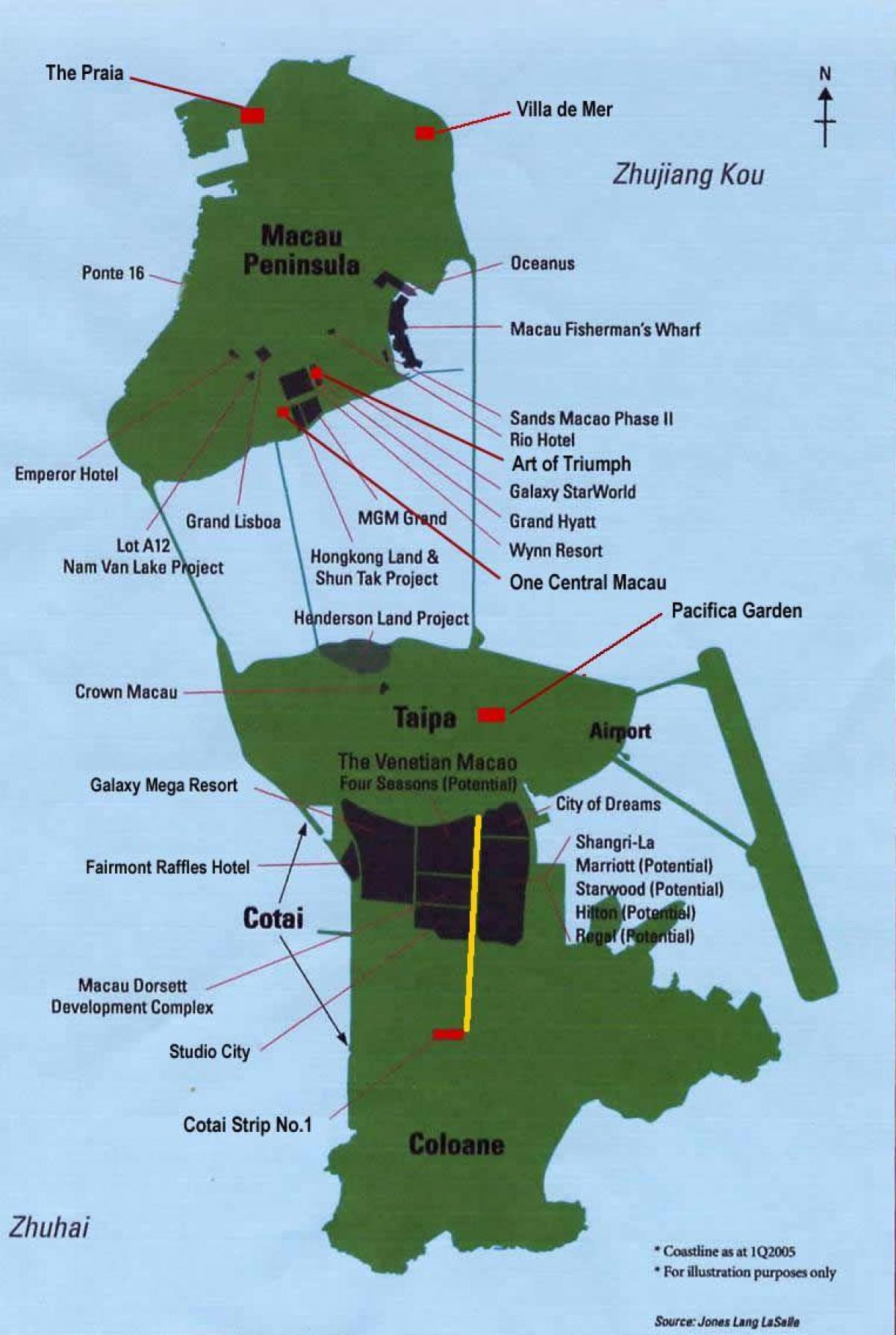 mapa Makao kasino lokacija