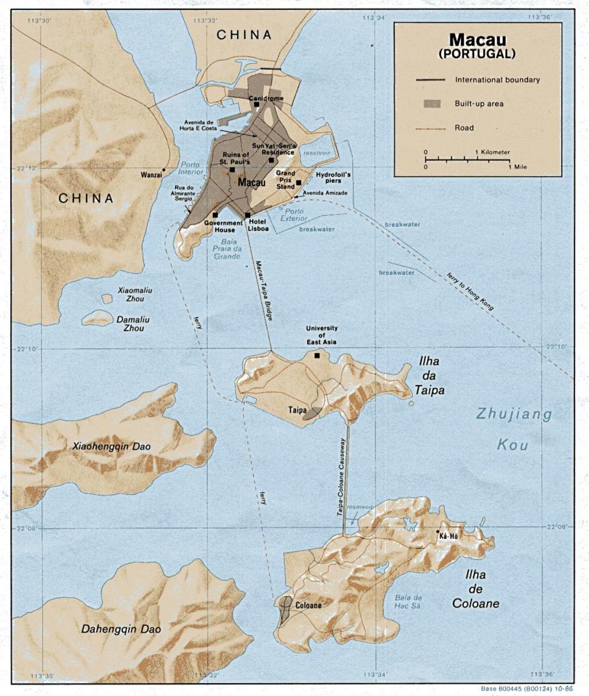 mapa Makao stari grad